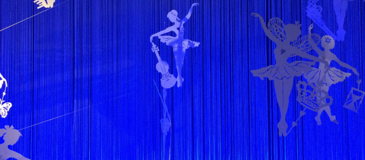 The FE Constellations logo against a background of dancing princesses